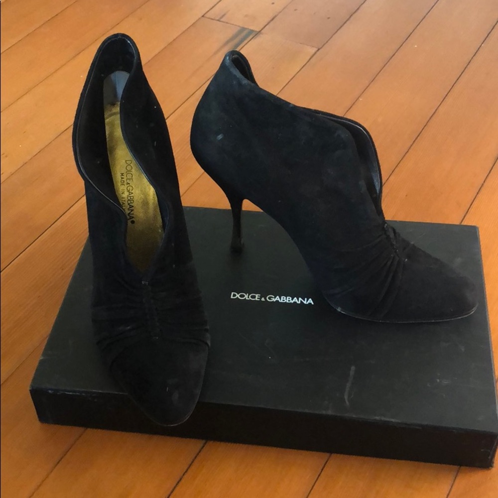 Dolce & Gabbana black suede booties